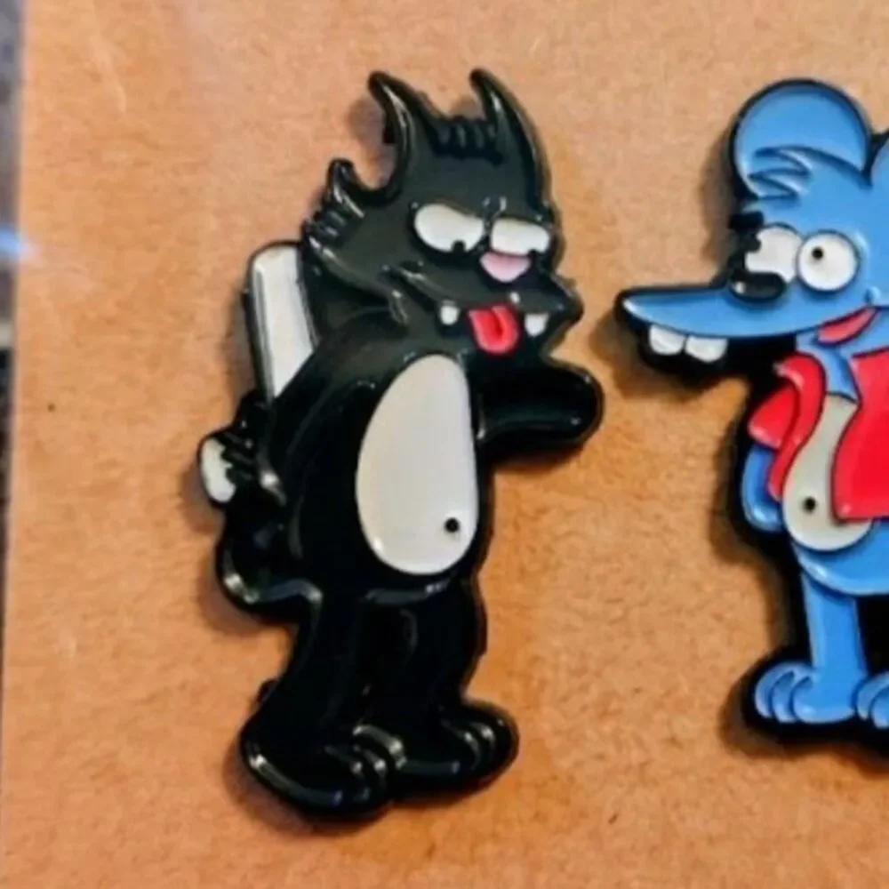 Itchy and Scratchy The Simpsons Cat and Mouse Enamel Pin Set - Retro Animation